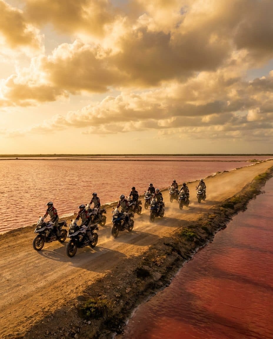 Pink salt lakes of Las Coloradas on the north coast of Yucatan